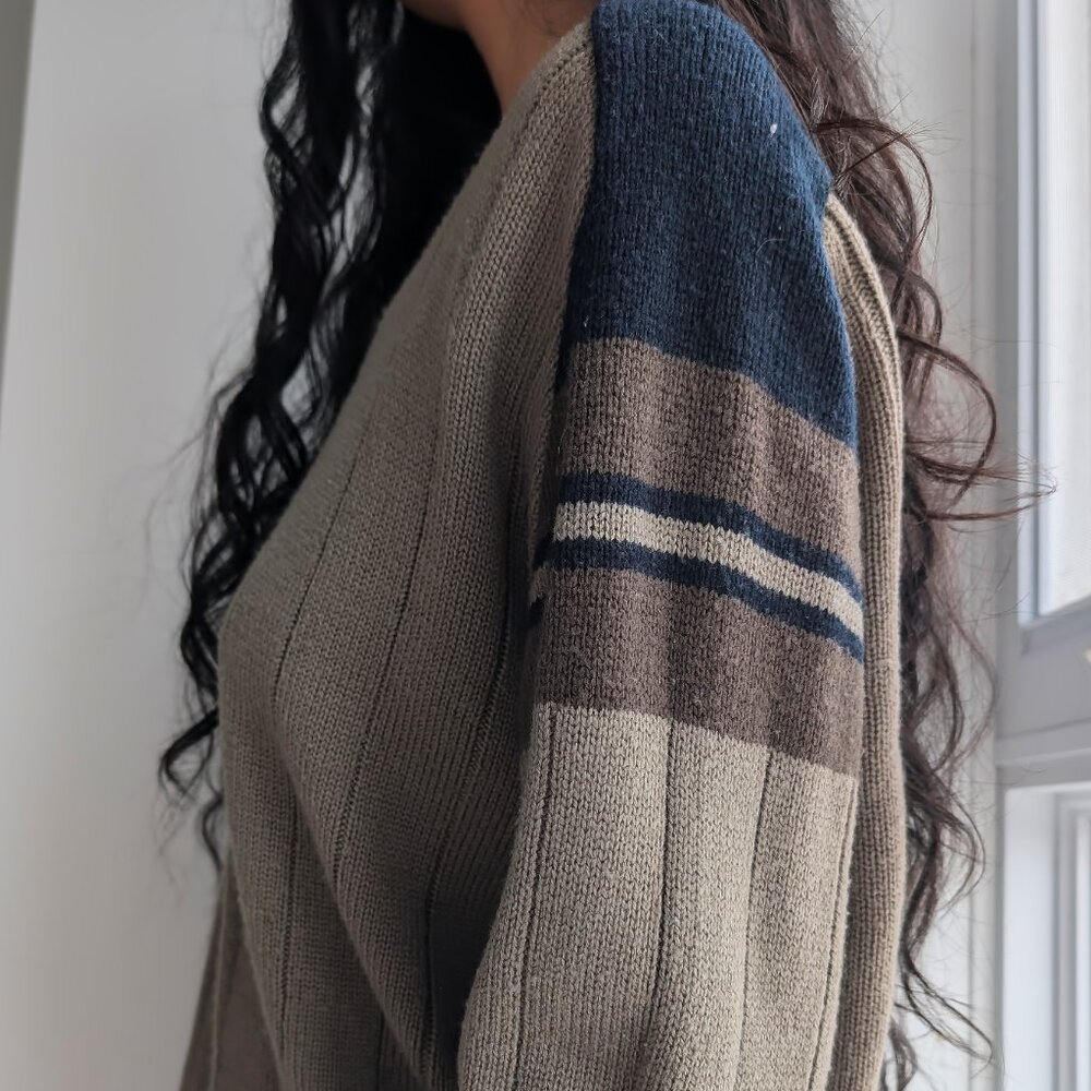 90s Earth Tone Ribbed Knit Sweater - Picture 3 of 6